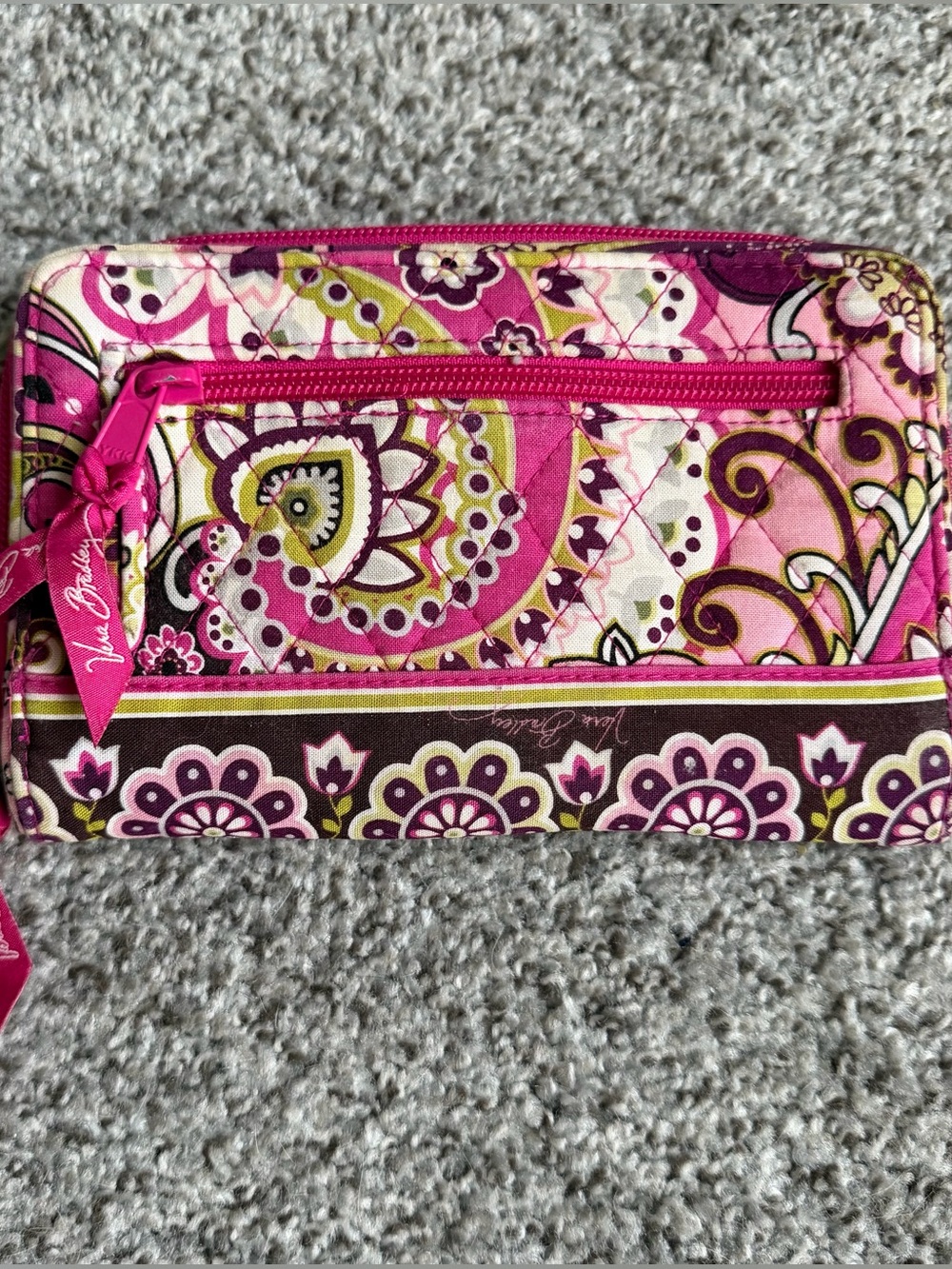 Vera Bradley Pink Very Berry Paisley Quilted Zip Wallet
